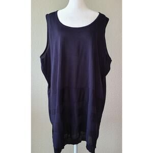 Exclusively MISOOK Women Size Tank Top 3X Knit Sheer Stripes Navy‎ Blue Luxury